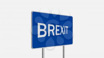 Brexit Concept. Road Sign Depicting Great Britain Departing European Uniun