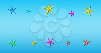 Summer Holiday Background. Swimming Pool With Starfish Floating On a Blue Water Surface