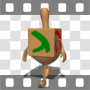 Anthropomorphic dreidel walking