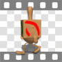 Anthropomorphic dreidel walking