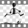 Stick man kicking soccerball