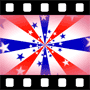 Patriotic pattern of radiating stars and stripes