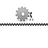 Stick figure turning gear prt