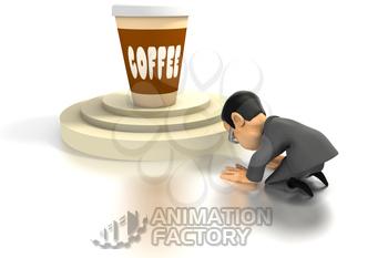 Businessman worshiping coffee