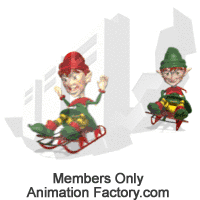 Two elfs sledding