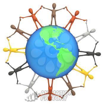 Human likeness figures depicting global unity