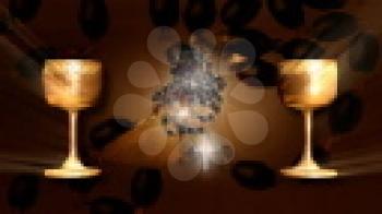 Royalty Free Video of a Rosary Between Two Challises