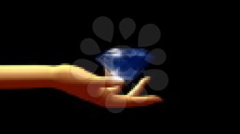 High-definition Video Clip of Hand With a Rotating Blue Diamond