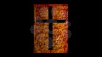 Royalty Free Video of a Cross with Text Running in the Background