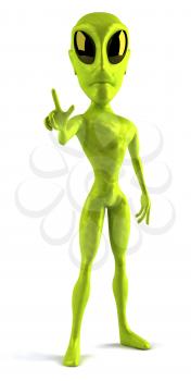 Royalty Free Clipart Image of a 3D Alien Giving a Peace Sign