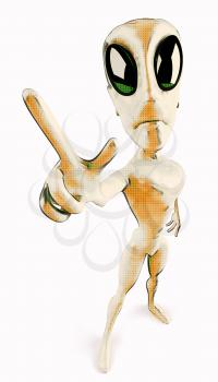 Royalty Free Clipart Image of an Alien Giving a Peace Sign
