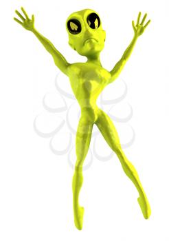 Royalty Free Clipart Image of a Jumping 3D Alien