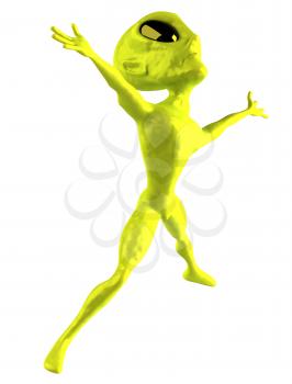 Royalty Free Clipart Image of an Alien Jumping