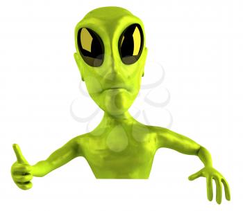 Royalty Free 3d Clipart Image of an Alien Giving a Thumbs Up Sign