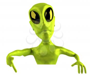 Royalty Free Clipart Image of an Alien Pointing Its Finger