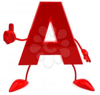 Royalty Free 3d Clipart Image of the Letter A Giving a Thumbs Up
