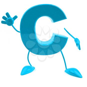 Royalty Free 3d Clipart Image of the Letter C Waving