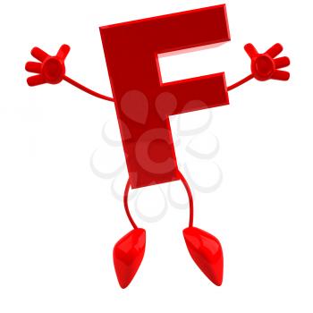 Royalty Free 3d Clipart Image of the Letter F Jumping