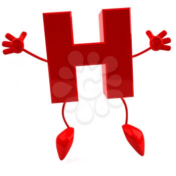 Royalty Free 3d Clipart Image of the Letter H Jumping
