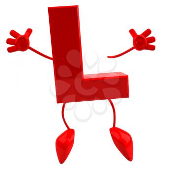 Royalty Free 3d Clipart Image of the Letter L Jumping