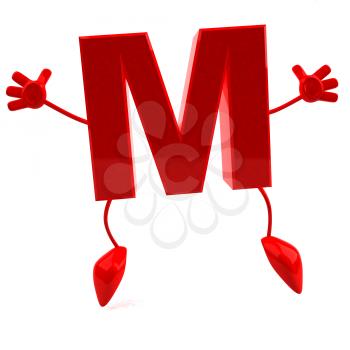 Royalty Free 3d Clipart Image of the Letter M Jumping
