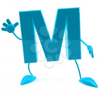 Royalty Free 3d Clipart Image of the Letter M Waving