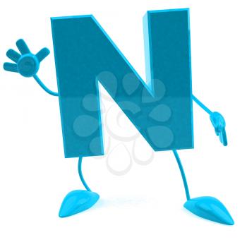 Royalty Free 3d Clipart Image of the Letter N Waving