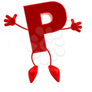 Royalty Free 3d Clipart Image of the Letter P Jumping
