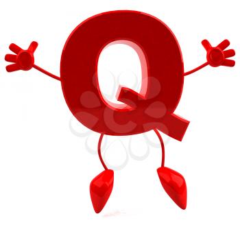Royalty Free 3d Clipart Image of the Letter Q Jumping