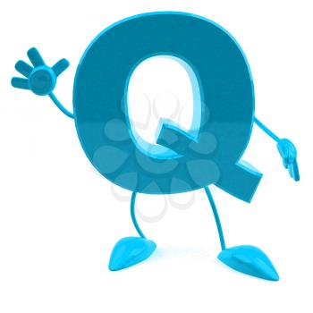 Royalty Free 3d Clipart Image of the Letter Q Waving