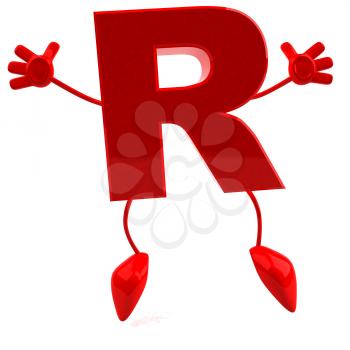 Royalty Free 3d Clipart Image of the Letter R Jumping