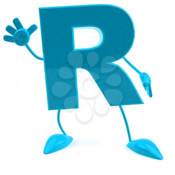 Royalty Free 3d Clipart Image of the Letter R Waving
