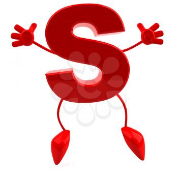 Royalty Free 3d Clipart Image of the Letter S Jumping