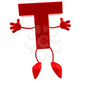 Royalty Free 3d Clipart Image of the Letter T Jumping