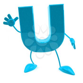 Royalty Free 3d Clipart Image of the Letter U Waving