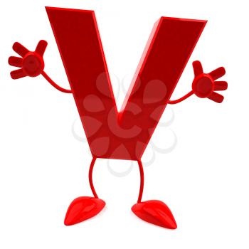 Royalty Free 3d Clipart Image of the Letter V Jumping