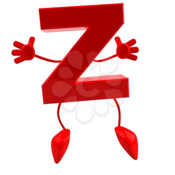Royalty Free 3d Clipart Image of the Letter Z Jumping