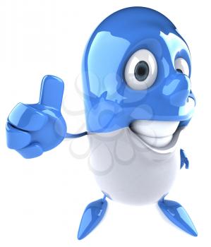 Royalty Free Clipart Image of a Pill Capsule Giving a Thumbs Up