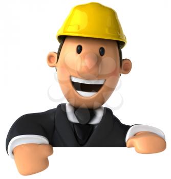 Royalty Free Clipart Image of a Man Wearing a Hard Hat