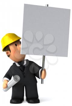 Royalty Free Clipart Image of an Architect With a Placard