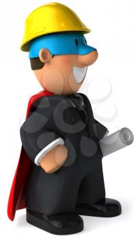 Royalty Free Clipart Image of a Superhero Architect