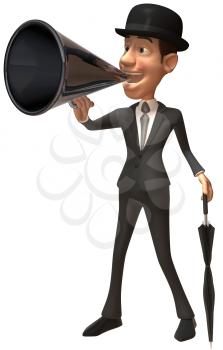 Royalty Free Clipart Image of a British Man With a Megaphone