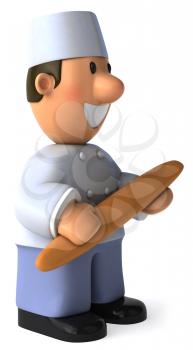 Royalty Free Clipart Image of a Baker With a French Stick