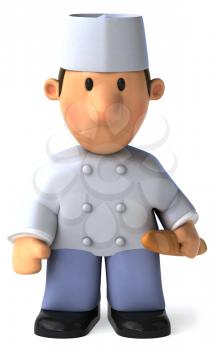 Royalty Free Clipart Image of a Baker With a French Stick