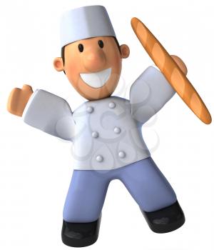 Royalty Free Clipart Image of a French Baker With Bread