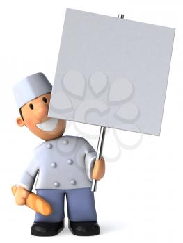 Royalty Free Clipat Image of a Baker With a Blank Sign
