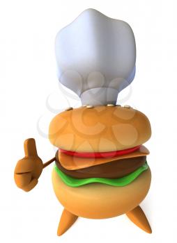 Royalty Free Clipart Image of a Hamburger in a Chef's Hat