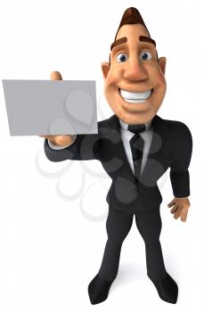 Royalty Free Clipart Image of a Man Holding a Blank Piece of Paper