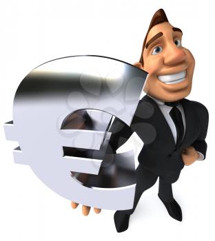 Royalty Free Clipart Image of a Businessman Holding an E Commerce Symbol