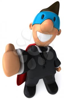 Royalty Free Clipart Image of a Superhero Businessman With His Thumb Up